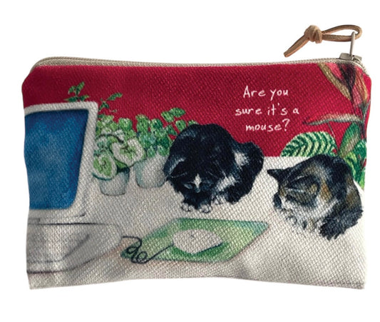 Office cats zipped purse