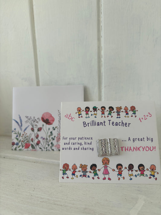 Teacher card and brooch