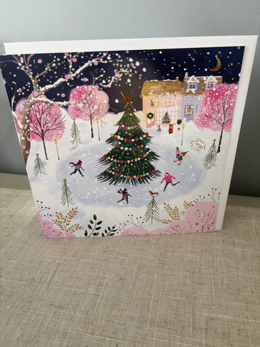 Skating around christmas tree