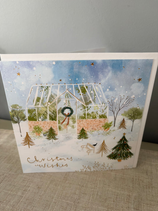 Greenhouse winter scene card