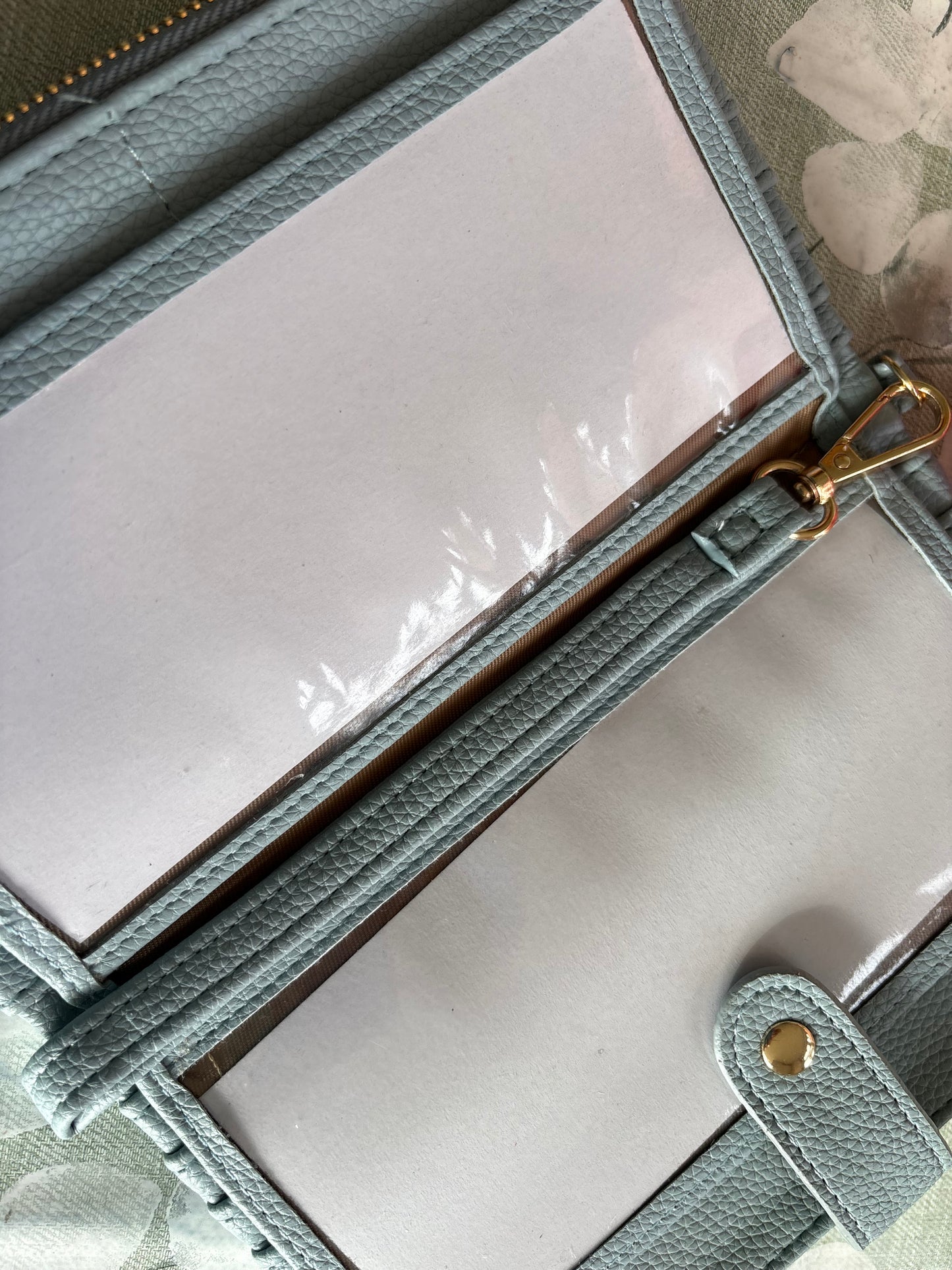 Purse photo, card holder with zipped compartment, blue colour
