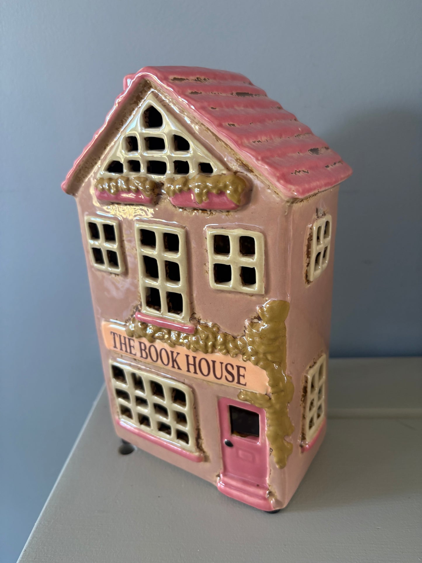 Cosy book house village pottery candle house
