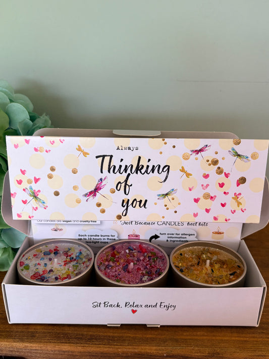Three candle gift set thinking of you
