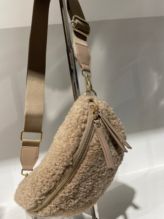Teddy Shearling cross body bag - cream