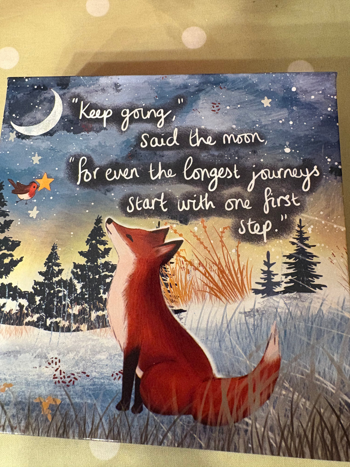 Fox under the moon note block and pen