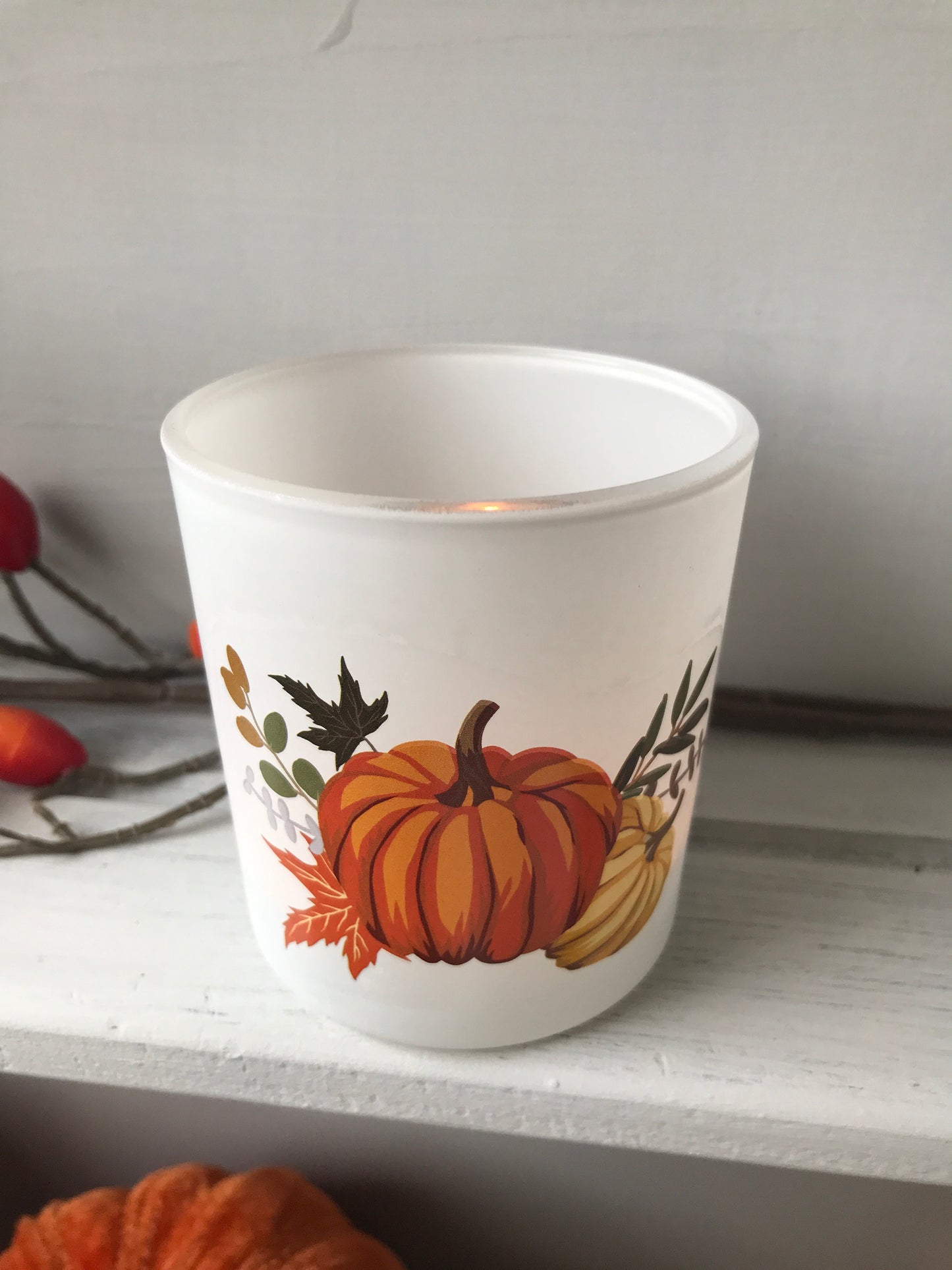 Pumpkin opaque candle holder