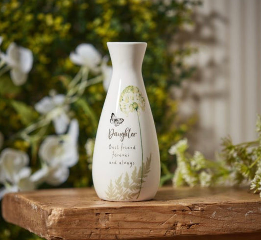 Spring cottage daughter bud vase with dandelion design