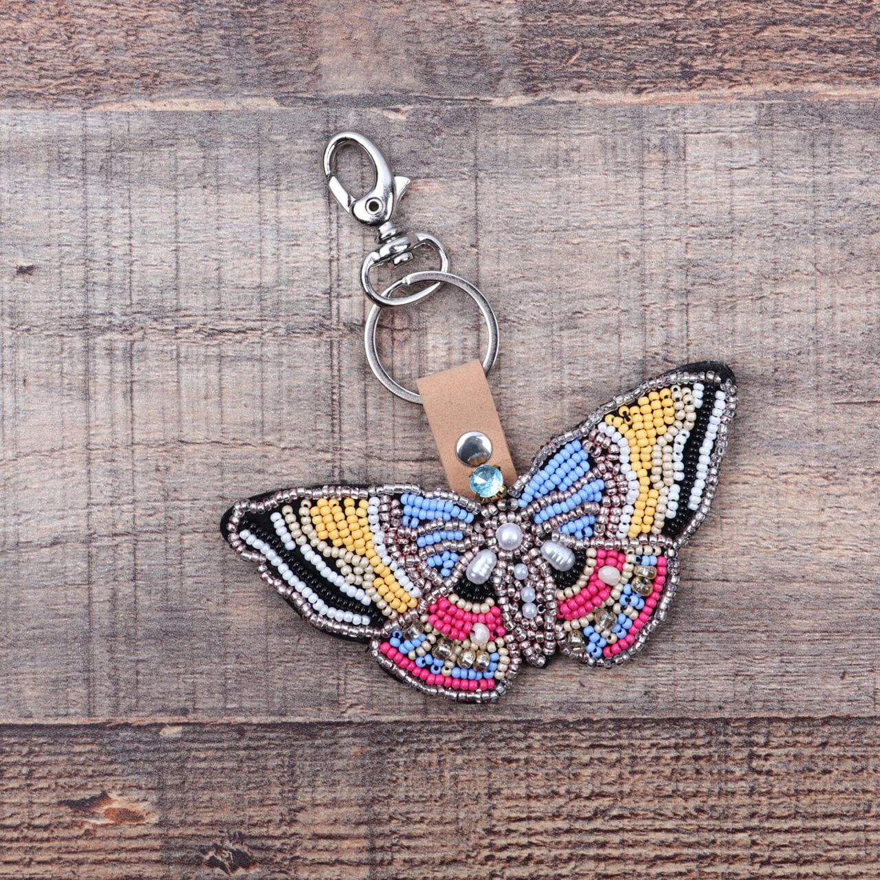 Hand Beaded Butterfly keyring