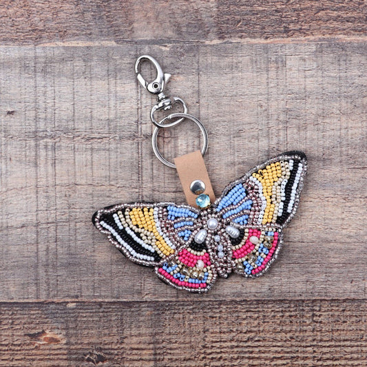 Hand Beaded Butterfly keyring