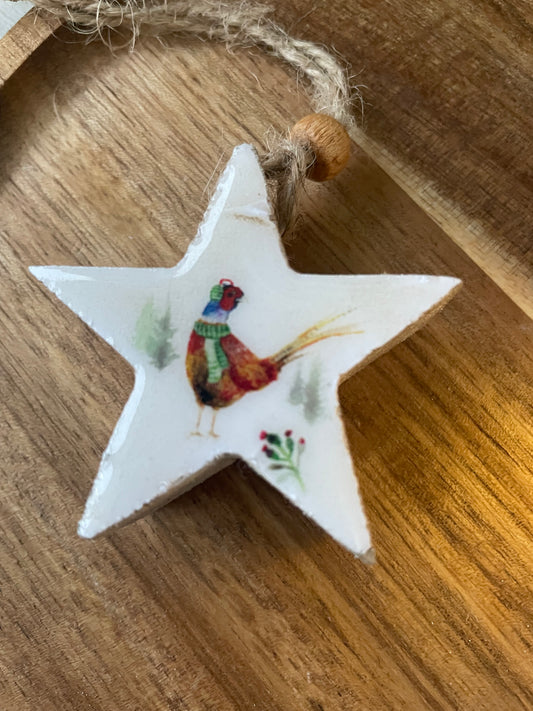 Woodland star decoration - pheasant