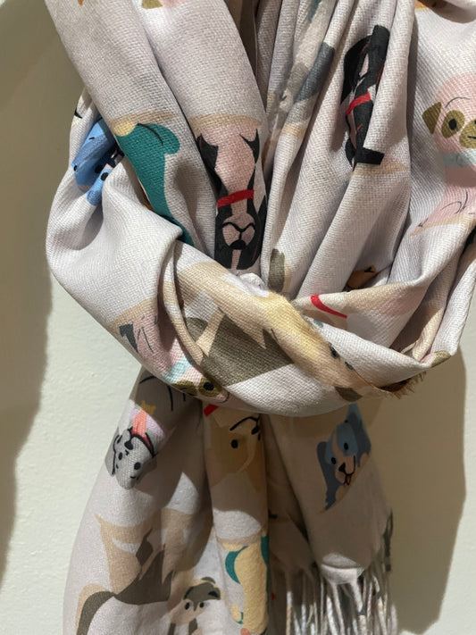 Dog design scarf - grey