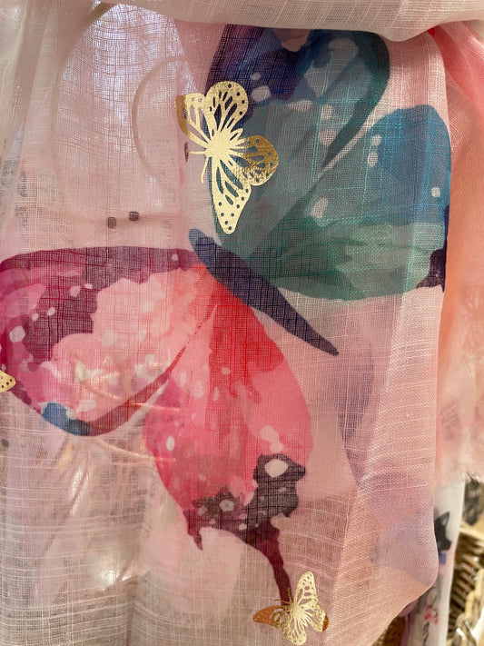Butterfly scarf - foil pink