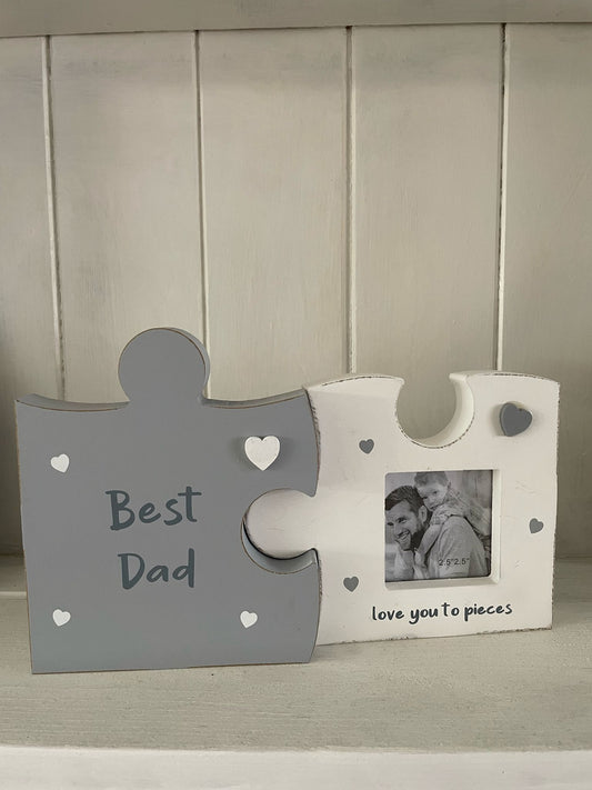 Jigsaw Design Best Dad Photo Frame