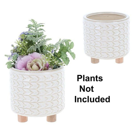 Chevron Cream Large Planter