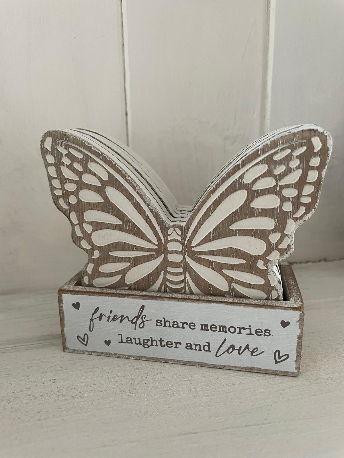 Butterfly message 6 coasters - friends