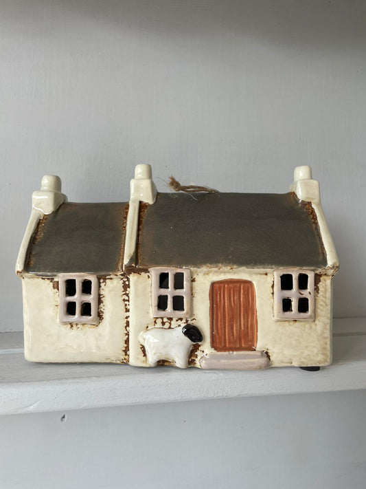 Village pottery Ceramic house with sheeo