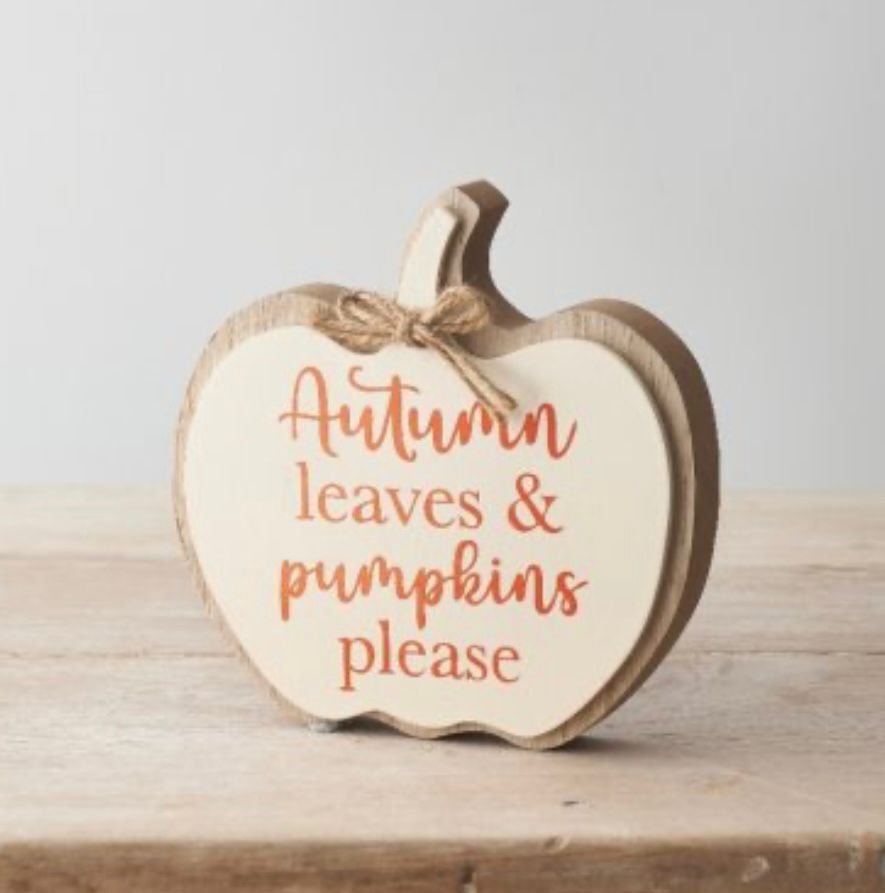 Pumpkin Wood  Plaque - Cream