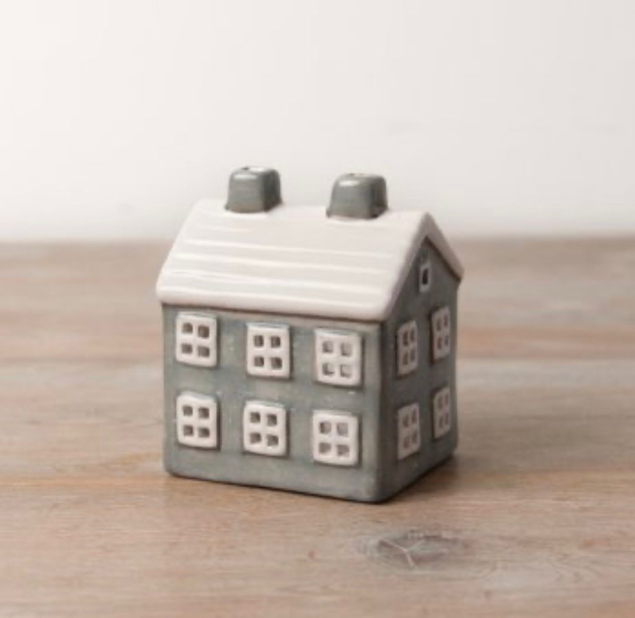 Ceramic candle house - grey