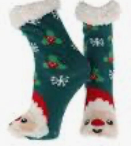 Nuzzles ladies cosy autumn winter slipper socks - santa