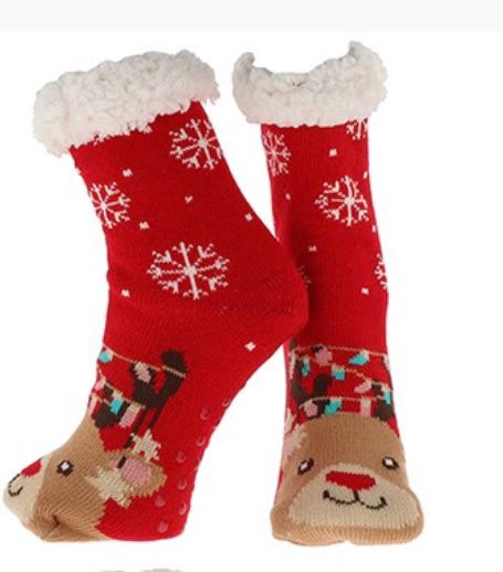 Nuzzles ladies cosy autumn winter slipper socks -Rudolph