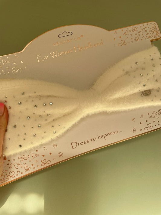 Sparkle cosy headband - white