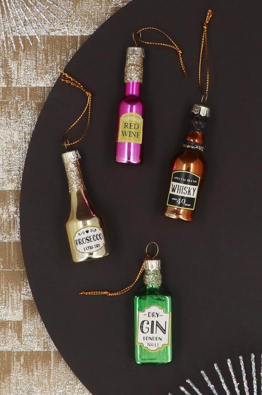 Set of 4 glass decorations - christmas tipple