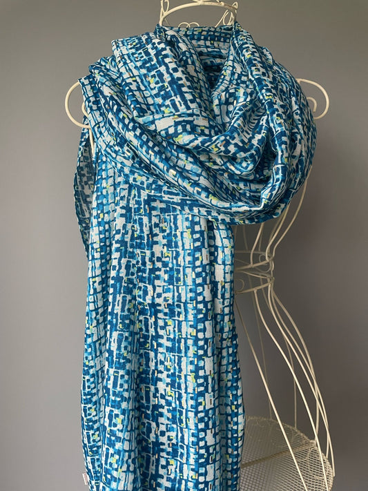 Blue geometic foil scarf