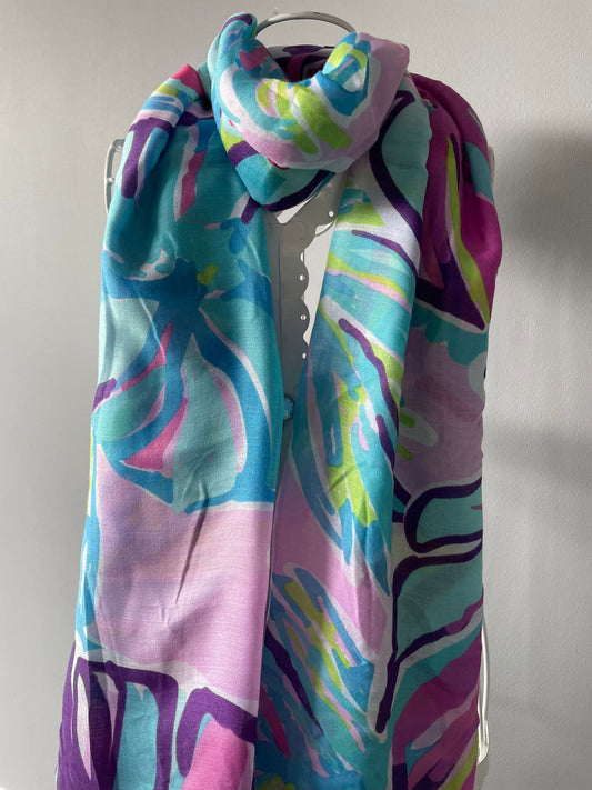 Gorgeous Palm tree leaf summer scarf - purple