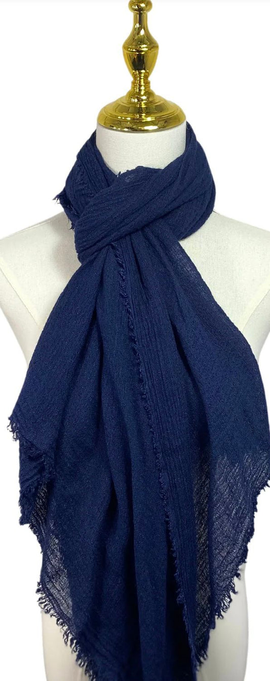 Made In Italy Linen Scarf - Navy